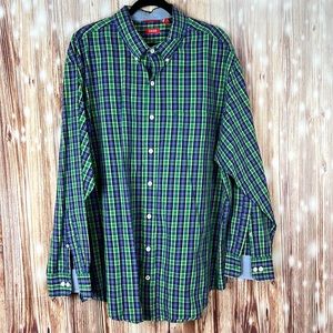 Men’s Izod Long Sleeved Button Up Plaid Shirt 2XL XXL